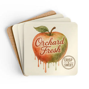 Premium Corkwood Coaster Set - Orchard Fresh Design - Dipaliz - Cork / 3.75’’ × / Square - Coasters