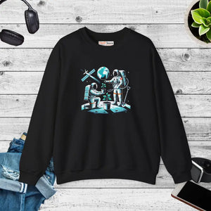 Cozy Astronaut Crewneck Sweatshirt - Unique Space Design - Dipaliz - Black / s - Sweatshirts