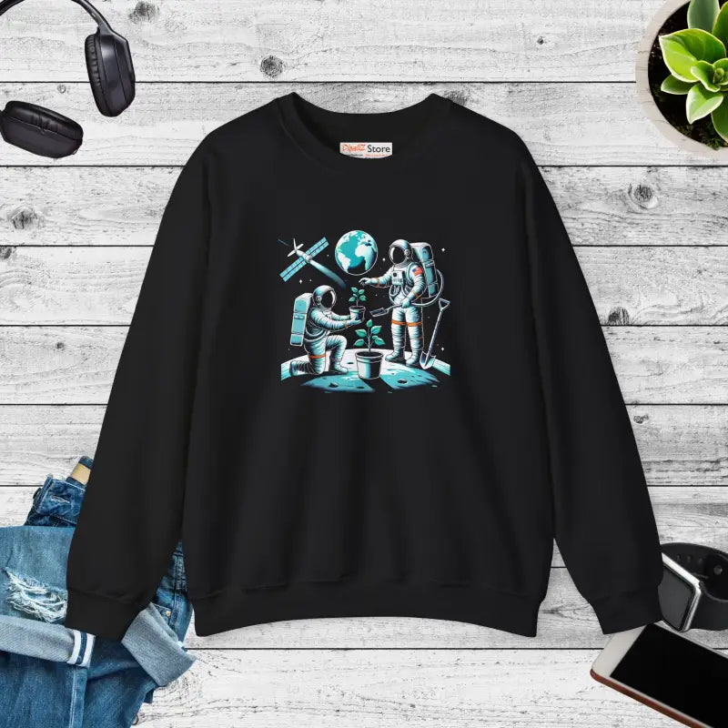 Cozy Astronaut Crewneck - Orbit-worthy Warmth | Dipaliz - Black / s - Sweatshirts