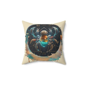 Cancer Zodiac Sign Polyester Square Pillow - Celestial Comfort - Dipaliz - Throw Pillows