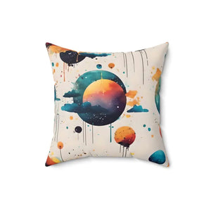 Square Pillow Abstract Planets and Clouds Bold Comfort - Dipaliz - 16’’ × - Throw Pillows
