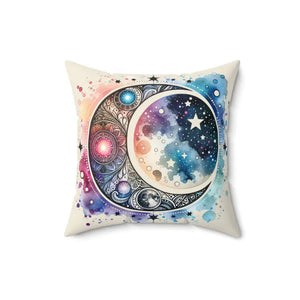 Spun Polyester Square Pillow - Cosmic Moon Dreams - Dipaliz - 16’’ × - Throw Pillows