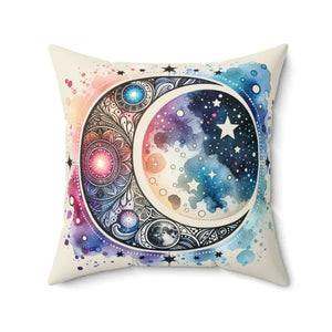 Spun Polyester Square Pillow - Cosmic Moon Dreams - Dipaliz - Throw Pillows