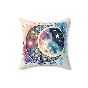 Spun Polyester Square Pillow - Cosmic Moon Dreams - Dipaliz - Throw Pillows