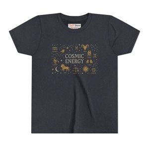 Cosmic Energy Youth Celestial Graphic Tee Adventure Style - Dipaliz - s / Heather Navy - T-shirts