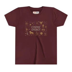 Cosmic Energy Youth Celestial Graphic Tee Adventure Style - Dipaliz - s / Maroon - T-shirts