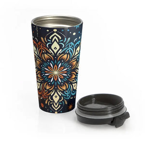 Cosmic Floral Stainless Steel Travel Mug - Vibrant Bold - Dipaliz - 15oz - Tumblers