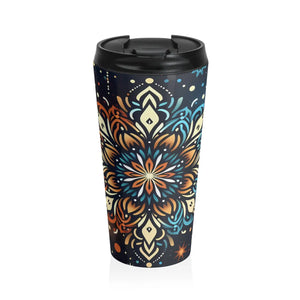Cosmic Floral Stainless Steel Travel Mug - Dipaliz - Tumblers