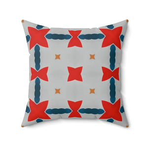 Polyester Square Pillow Red Grey Abstract Cosmic Design Dipaliz - Throw Pillows