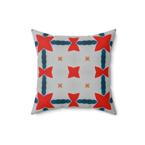 Polyester Square Pillow Red Grey Abstract Cosmic Design Dipaliz - Throw Pillows