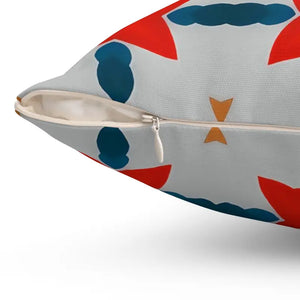 Polyester Square Pillow Red Grey Abstract Cosmic Design Dipaliz - Throw Pillows