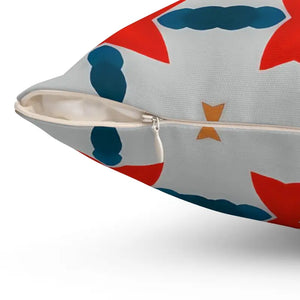 Polyester Square Pillow Red Grey Abstract Cosmic Design Dipaliz - Throw Pillows