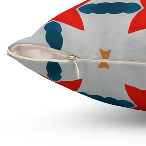 Polyester Square Pillow Red Grey Abstract Cosmic Design Dipaliz - Throw Pillows