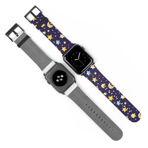Watch Band - Faux Leather Cosmic Stars and Moon Pattern - Dipaliz - Bands