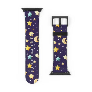 Watch Band - Faux Leather Cosmic Stars and Moon Pattern - Dipaliz - Bands