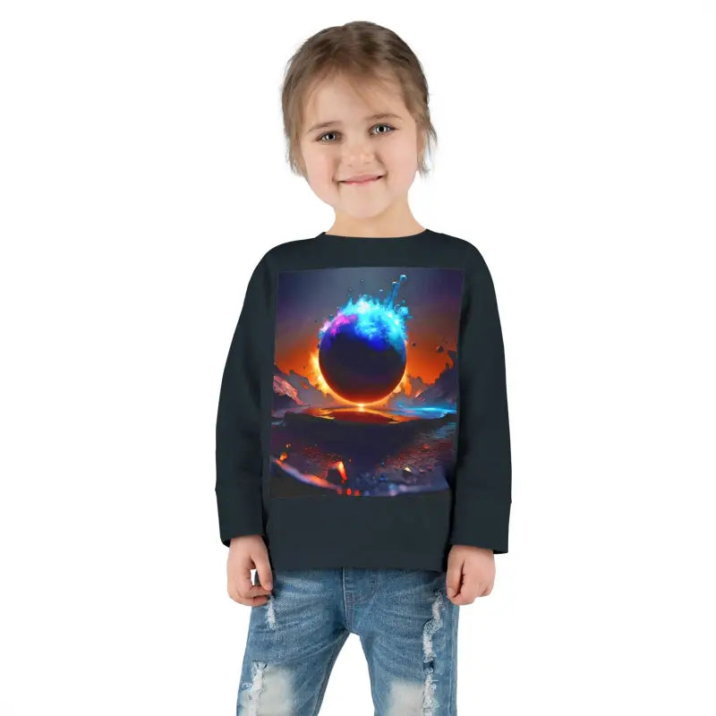 Blast off with our Cosmic Toddler Long Sleeve Space Tee! - Black / 2t Kids Clothes