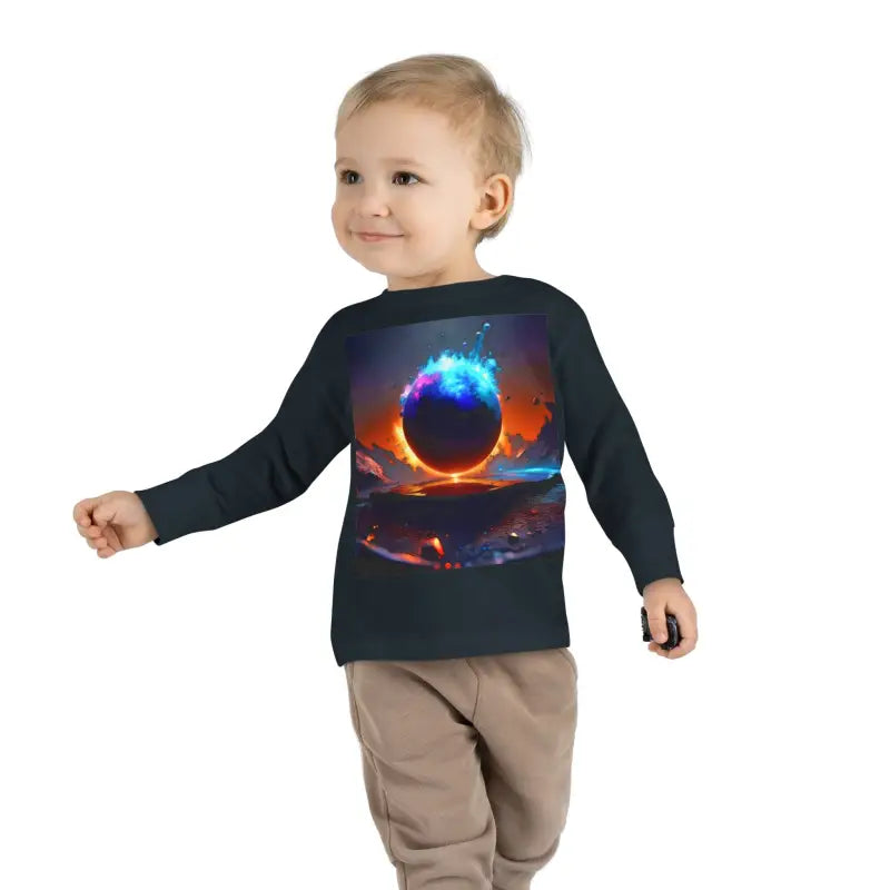 Blast off with our Cosmic Toddler Long Sleeve Space Tee! - Kids Clothes