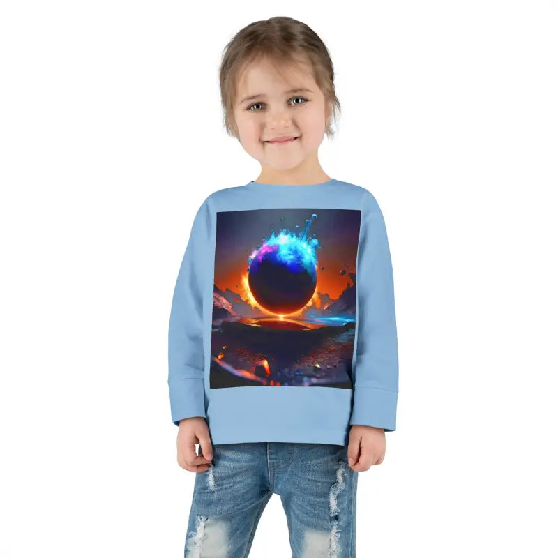 Blast off with our Cosmic Toddler Long Sleeve Space Tee! - Light Blue / 2t Kids Clothes