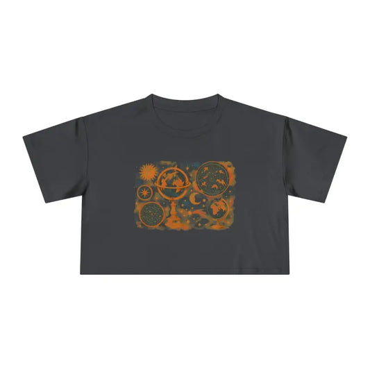 Womens Crop Tee - Galactic Party Vibe | Dipaliz - Gray / Xs - T-shirts