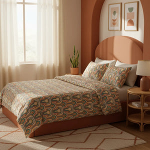 Cotton Bed Set – 70s Rainbow Retro - Dipaliz - Bedding Sets