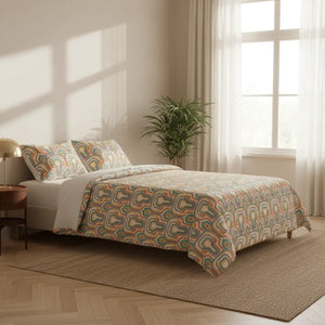 Cotton Bed Set – 70s Rainbow Retro - Dipaliz - Bedding Sets
