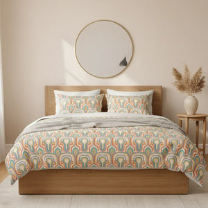 Cotton Bed Set – 70s Rainbow Retro - Dipaliz - Bedding Sets