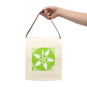 Green Abstract Pattern Lunch Bag Cotton Canvas Pack - Dipaliz - 8’’ x 12.5’’ 5.5’’ / Natural - Bags
