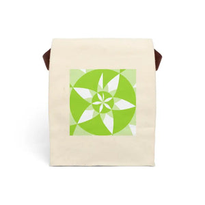Green Abstract Pattern Lunch Bag Cotton Canvas Pack - Dipaliz - 8’’ x 12.5’’ 5.5’’ / Natural - Bags