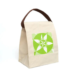 Green Abstract Pattern Lunch Bag Cotton Canvas Pack - Dipaliz - 8’’ x 12.5’’ 5.5’’ / Natural - Bags