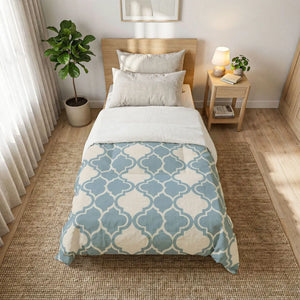 Blue Moroccan Trellis Cotton Quilt - Dipaliz - Home Decor