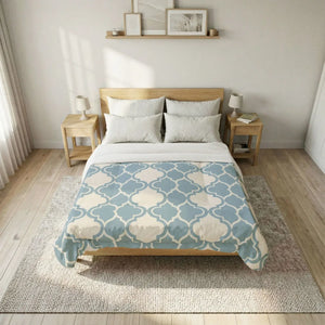 Blue Moroccan Trellis Cotton Quilt - Dipaliz - Home Decor