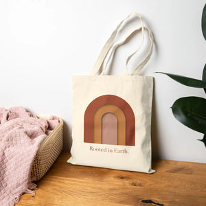 Earth Retro Rainbow Cotton Tote Bag - Canvas - Dipaliz - Natural / 15’’ x 16’’ - Bags