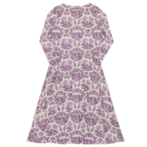 Dresses - Print Long Sleeve Midi Dress - Countryside Comfort - Dipaliz