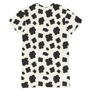 Dresses - Cow Patch Pattern T-shirt Dress Comfortable Oversize Fit - Dipaliz