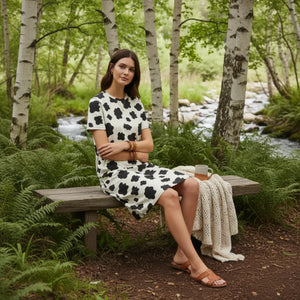 Cow Patch Pattern Dress – Soft Spandex - Dipaliz - Dresses - Xs