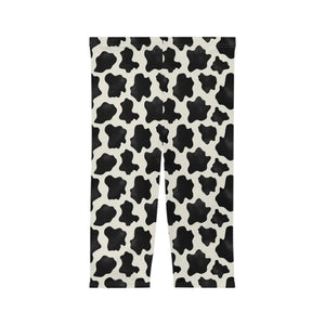 Bold Cow Print Capri Leggings - Activewear Style - Dipaliz