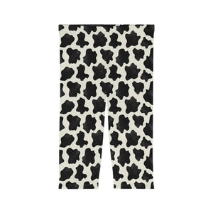 Bold Cow Print Capri Leggings - Activewear Style - Dipaliz