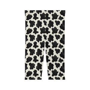 Cow Print Capri Leggings - Bold Activewear Style - Dipaliz