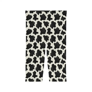 Cow Print Capri Leggings - Bold Activewear Style - Dipaliz