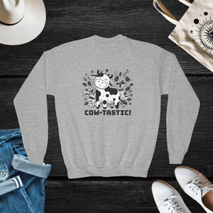Cow-tastic Youth Crewneck - Soft Cotton Blend - Dipaliz - Sweatshirts