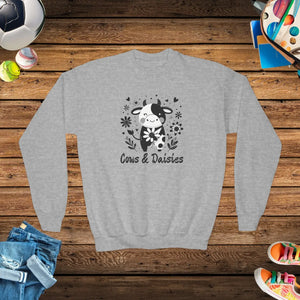 Playful Cows and Daisies Youth Crewneck - Cotton Blend - Dipaliz - Sweatshirts