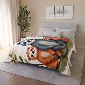Cozy Animal Friends Fleece Sherpa Blanket - Warm Whimsical - Dipaliz - Blankets