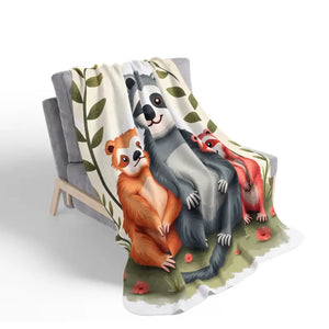Cozy Animal Friends Fleece Sherpa Blanket - Warm Whimsical - Dipaliz - Blankets