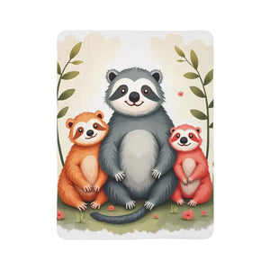 Cozy Animal Friends Fleece Sherpa Blanket - Warm Whimsical - Dipaliz - 60’’ × 80’’ / Grey - Blankets