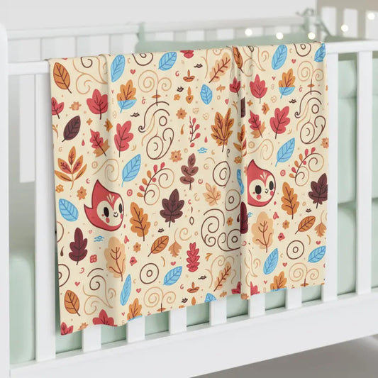 Cozy Autumn Leaves Swaddle Blanket for Babies - 30’’ × 40’’ / White Home Decor