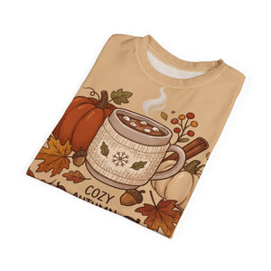 Cozy Autumn Vibes Tee, Pumpkin Latte Fall Graphic Shirt - T-shirts