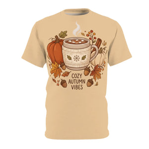 Cozy Autumn Vibes Tee, Pumpkin Latte Fall Graphic Shirt - T-shirts