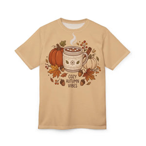 Cozy Autumn Vibes Tee, Pumpkin Latte Fall Graphic Shirt - T-shirts