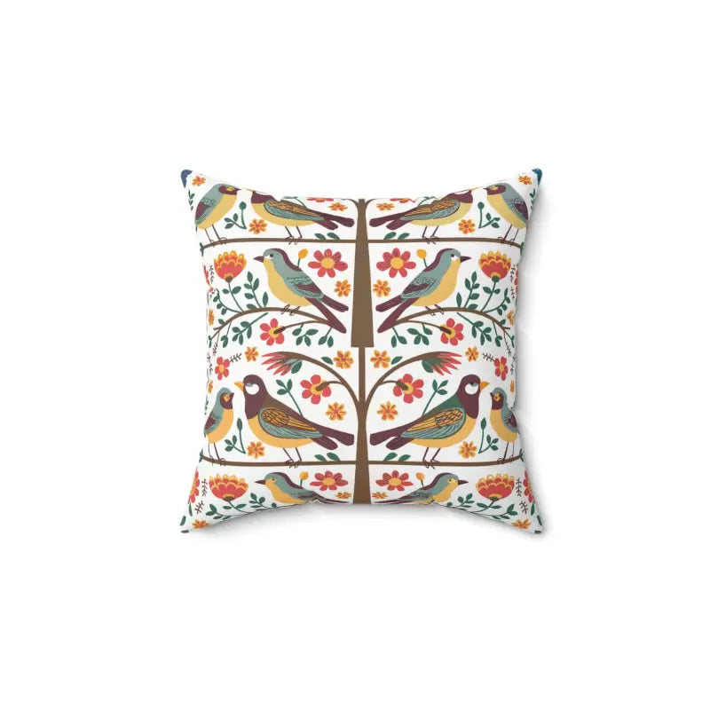 Birds on a Tree Spun Polyester Square Pillow - 14’’ × Home Decor