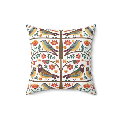 Birds on a Tree Spun Polyester Square Pillow - 16’’ × Home Decor